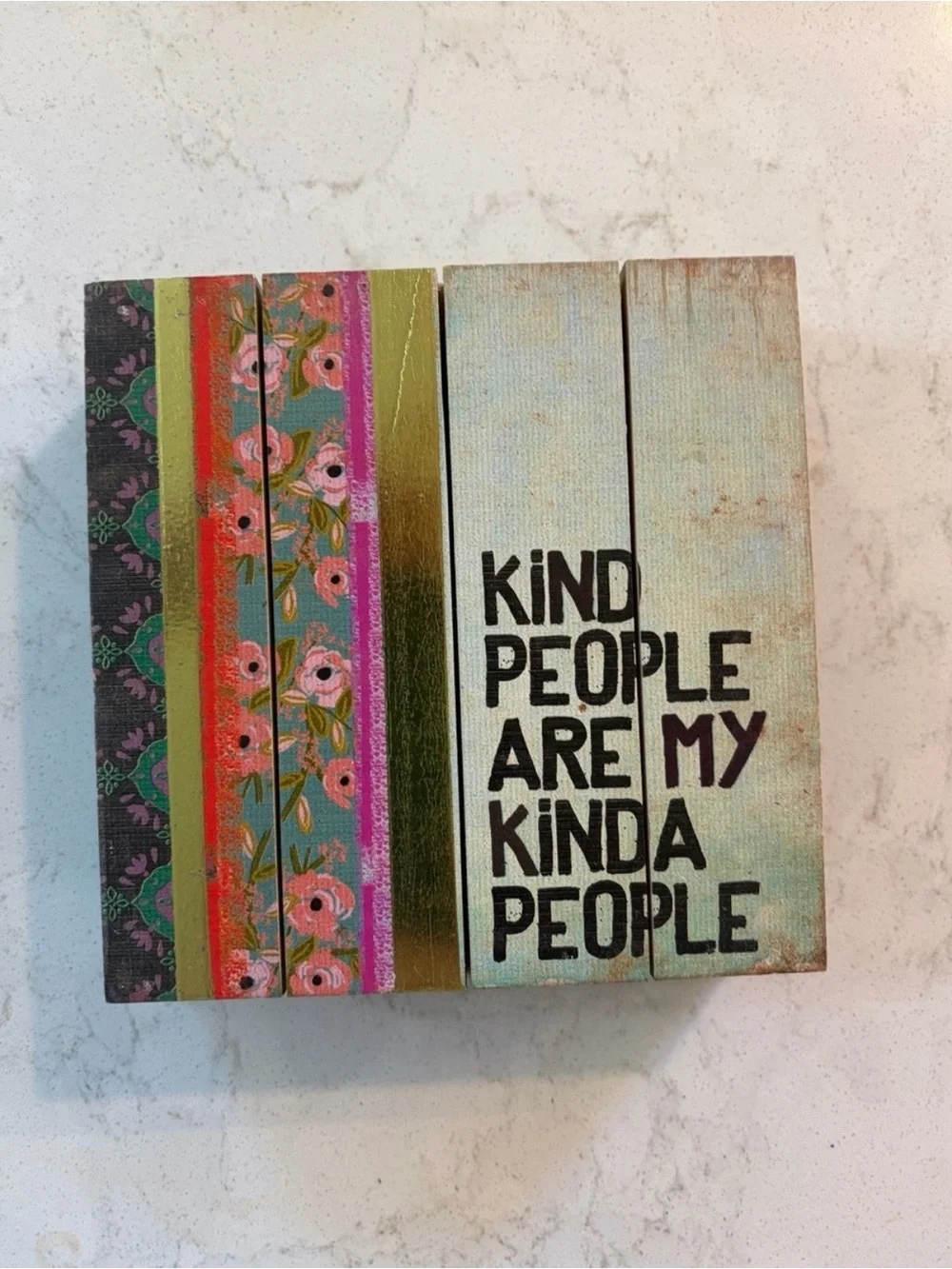 NATURAL LIFE Multicolor Floral 'Kind People Are My Kinda People' Wood Sign
